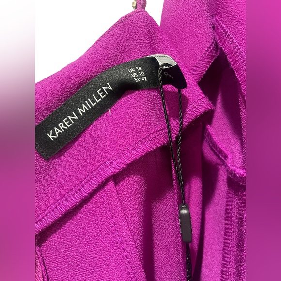 Karen Millen Purple Bodycon diamante trim midi spaghetti strap dress NWT $480 - Picture 9 of 13